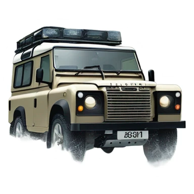 A four-wheel drive Land Rover crossing a shallow river in a rainforest, with trees in the background and splashing water, representing versatility and strength. sticker