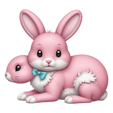 Pink bunny laying down with white bow on the side of her head sticker