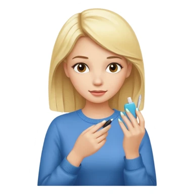 Blondie girl making nails sticker