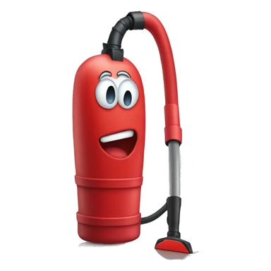 red vacuum with face sticker