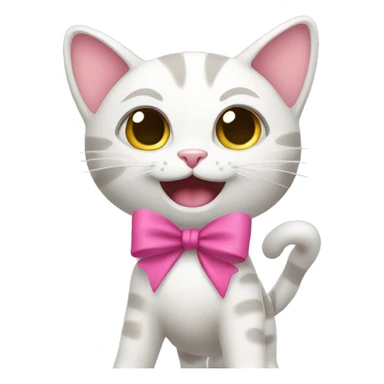cat with a pink bow dancing sticker