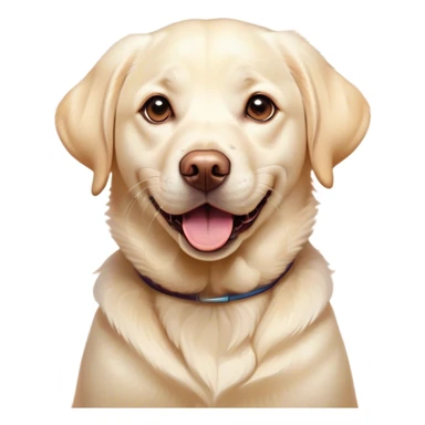 Cinematic Comical Cream Labrador Portrait Emoji, Head tilted dramatically with an exaggeratedly amused expression, featuring a glossy cream Fur with a radiant sheen, wide, expressive warm eyes filled with playful disbelief, Simplified yet hilariously expressive features, highly detailed, glowing with a slightly sassy glow, high shine, dramatic yet playful, stylized with an air of cheeky mischief, bright and endearing, soft glowing outline, capturing the essence of a spirited and over-the-top companion, so meme-worthy it feels like it could side-eye its way into internet fame instantly! sticker