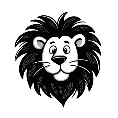 hand-drawn lion face with detailed mane sticker