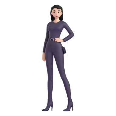 girl with oval-shaped flat-top head wearing tight black pants and black medieval high-heeled boots sticker