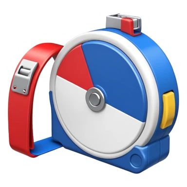Create my a cartoon/realistic tape measure thats red white and blue. Do not include any yellow. sticker