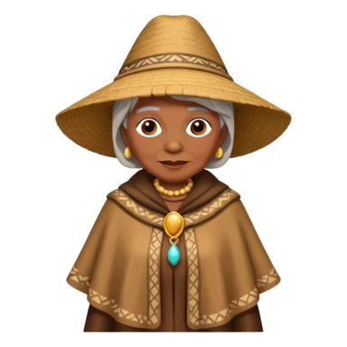 brown skin old woman with fashion pancho sticker