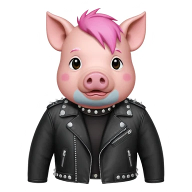 pink haired metalhead pig sticker