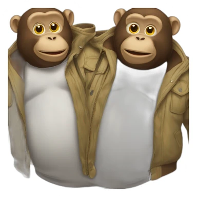 3 old fat happy monkeys full body jackets open sticker