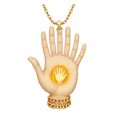 emojis for pendants with chains generally jewelry that is purposeful -- ethereal glowing hand with symbolic palm lines-- 5 fingers reading palm 
 sticker