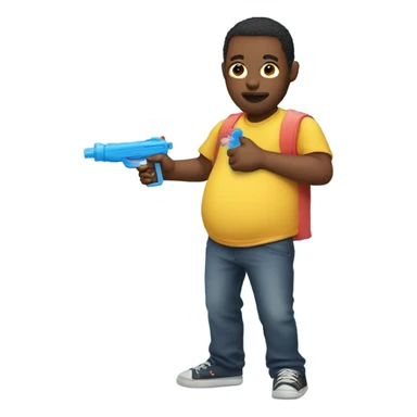 Pregnant man with a water gun sticker