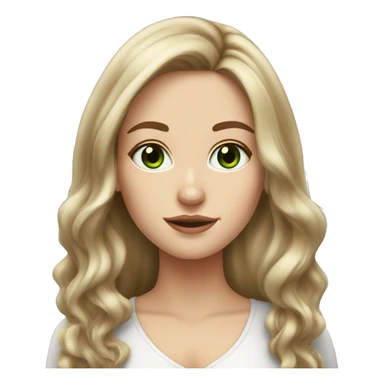 White girl with long voluminous brown hair with blonde highlights green eyes sticker