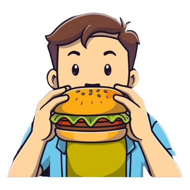 Man eating a hamburger  sticker