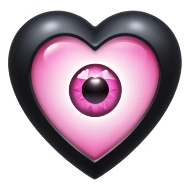A black heart Gem with a pink eye in the center sticker