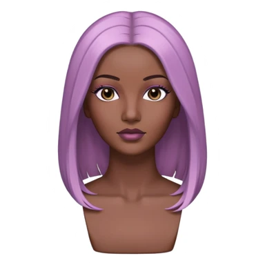 1. “Bust Down Wig Baddie” Emoji Icon  A dark-skinned faceless baddie mannequin wearing a sleek, middle-part bust down wig with laid baby hairs. Soft glam shine, mauve background, LayLab logo detail. sticker