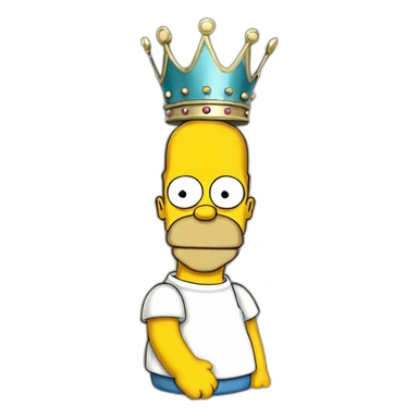 Homer simpson with a crown sticker
