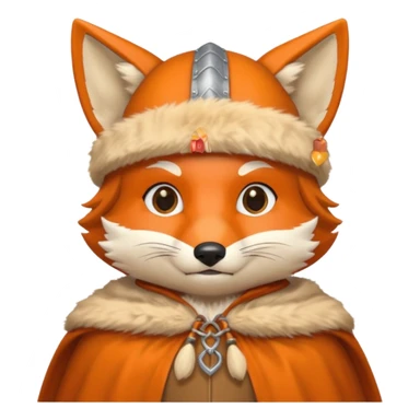 Fox wearing viking hat and fur cape sticker