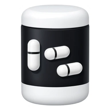 Minimalistic futuristic white&black pills pack emoji, black and white, flat vector design, high-tech clean UI icon sticker