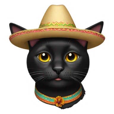 black cat wearing sombrero sticker