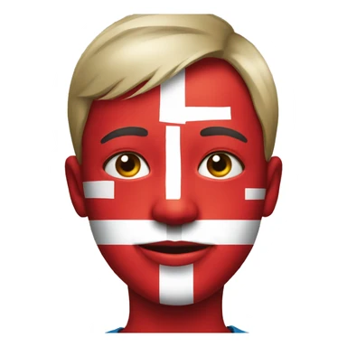 face with danish flags on its cheek sticker