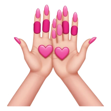hands with long pink nails doing a hand heart sticker