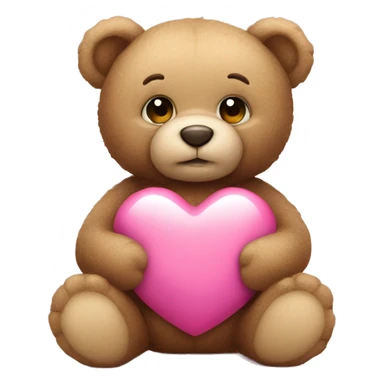 Teddy bear holding pink heart sticker