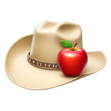 cowboy hat with an appl sticker
