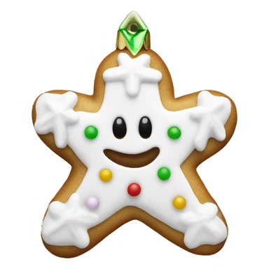 white frosted gingerbread cookie shaped like a christmas ornament sticker