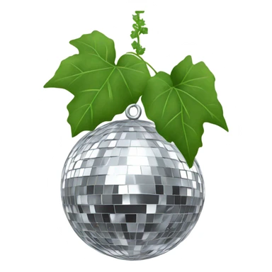 DISCO BALL WITH IVY LEAVES HANGING silver sticker