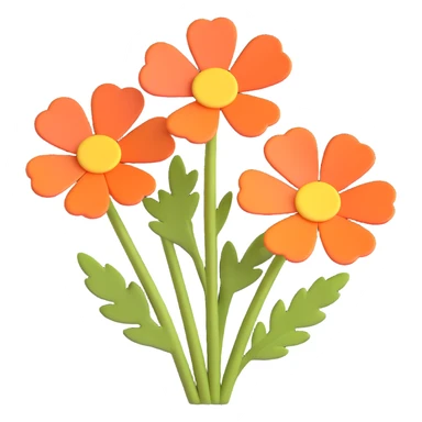 Enhance the 3D iOS cartoon style yarrow flower by adding even more volume and depth, making the shapes extra rounded and dimensional. Keep the style playful and natural, without any faces or smiles, preserving the original 3D cartoon look. sticker