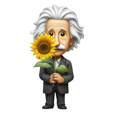 Albert Einstein holds a sunflower in his hands sticker