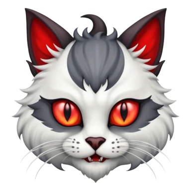 dark blackish grey and white horned devil satan cat sticker