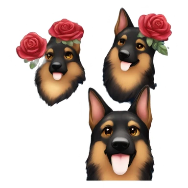Midnight starry night stars dark Brindled German shepherd fox carrying glowing red lantern, fairy lights, rose flower crown, bokeh lights sticker
