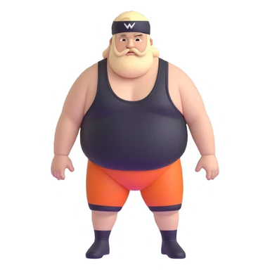 White skin fat guy with black durag, light stubble beard of a few days in wrestling singlet sticker