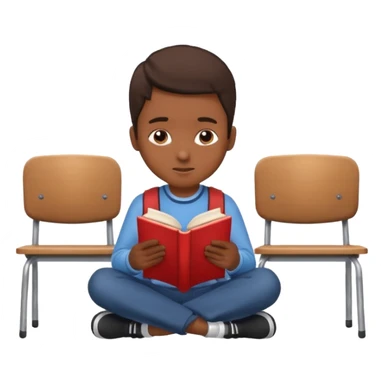 Boy  sitting at school reading with his back to the camera sticker