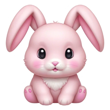 Cinematic adorable pastel pink bunny, chubby cheeks, tiny paws, sparkling round eyes, soft fur with a gentle glow, slightly tilted head, wearing a tiny bow, irresistibly cute and heartwarming. sticker
