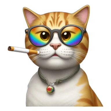 Cool cat with a cigarette that smoked rainbow sticker