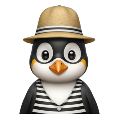 penguin wearing gondolier striped shirt and hat sticker