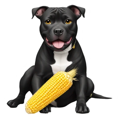 All black pit bull with corn toy sticker