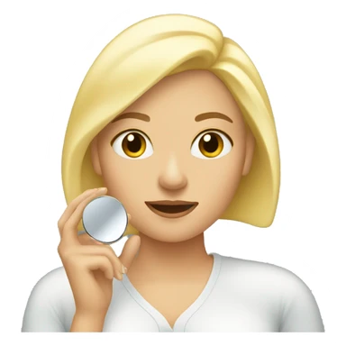 blond woman looking with the mirror in the hand  sticker