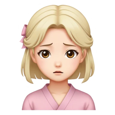 I'd like to design a confused expression, cute, charming, with a feminine style, in Japanese manga style sticker/emoji sticker