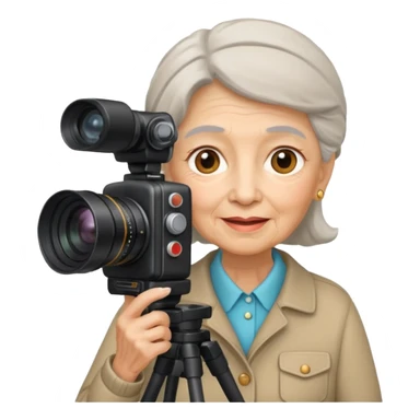 woman cameraman hold a camera, elderly sticker