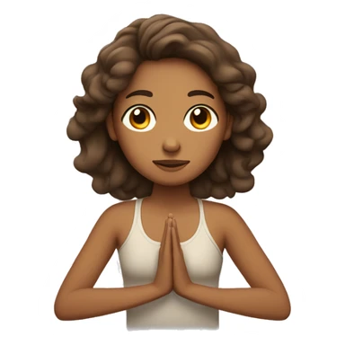 A girl meditating with wavy brown hair and tan skin sticker