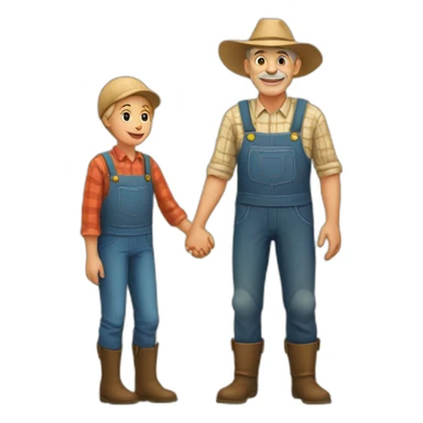 young and old farmer holding hands sticker