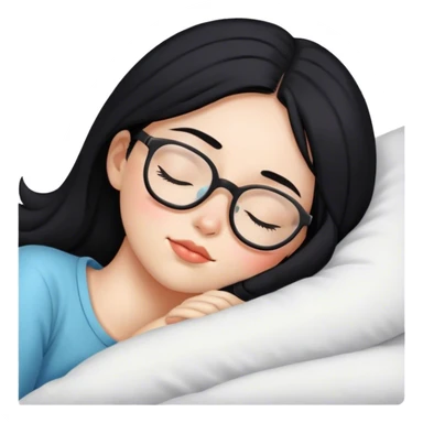 Girl with black hair and glasses sleeping sticker