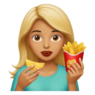 Woman eatung chips  sticker