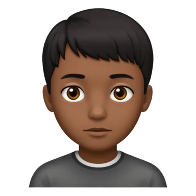 Dark brown boy, with short black side fringe hair, black eyes sticker