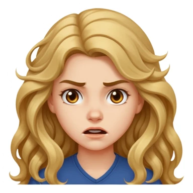 aggressive girl with long wavy hair sticker