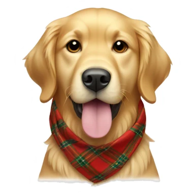 A golden retriever wearing a cozy plaid bandana sticker
