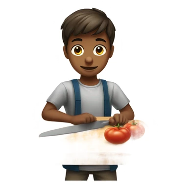 boy with cutting board  sticker