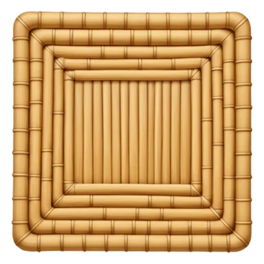 A 3D cartoon flat woven mat made of straw or bamboo strips, top-down view, soft shadow. sticker